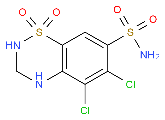 5,6-dichloro-1,1-dioxo-3,4-dihydro-2H-1λ<sup>6</sup>,2,4-benzothiadiazine-7-sulfonamide_分子结构_CAS_5233-42-1