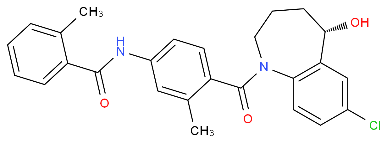 N-{4-[(5S)-7-chloro-5-hydroxy-2,3,4,5-tetrahydro-1H-1-benzazepine-1-carbonyl]-3-methylphenyl}-2-methylbenzamide_分子结构_CAS_331947-44-5