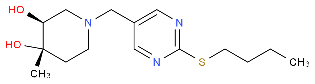 (3S*,4S*)-1-{[2-(butylthio)pyrimidin-5-yl]methyl}-4-methylpiperidine-3,4-diol_分子结构_CAS_)