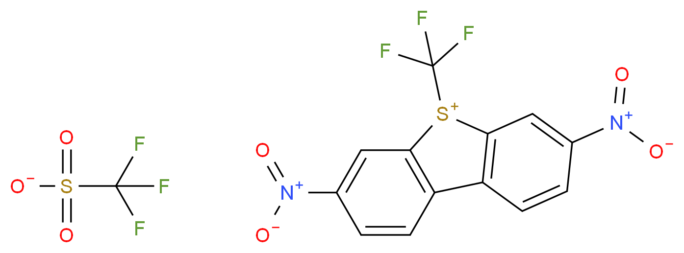 S-(Trifluoromethyl)-3,7-dinitrodibenzothiophenium trifluoromethanesulphonate_分子结构_CAS_129922-37-8)