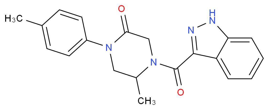 4-(1H-indazol-3-ylcarbonyl)-5-methyl-1-(4-methylphenyl)-2-piperazinone_分子结构_CAS_)