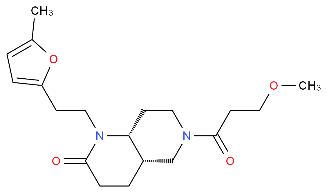 (4aS*,8aR*)-6-(3-methoxypropanoyl)-1-[2-(5-methyl-2-furyl)ethyl]octahydro-1,6-naphthyridin-2(1H)-one_分子结构_CAS_)