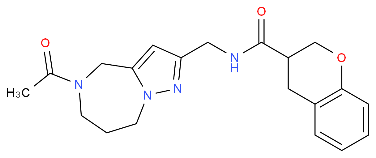 N-[(5-acetyl-5,6,7,8-tetrahydro-4H-pyrazolo[1,5-a][1,4]diazepin-2-yl)methyl]chromane-3-carboxamide_分子结构_CAS_)