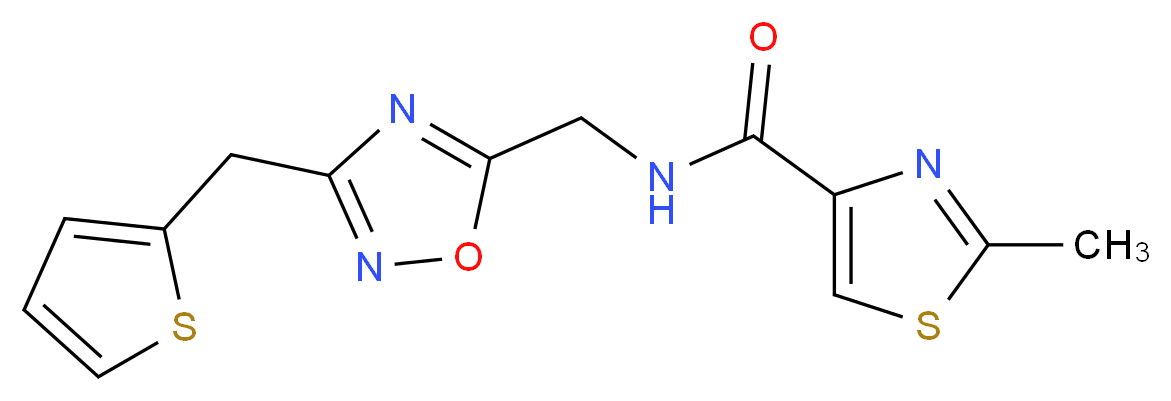 2-methyl-N-{[3-(2-thienylmethyl)-1,2,4-oxadiazol-5-yl]methyl}-1,3-thiazole-4-carboxamide_分子结构_CAS_)