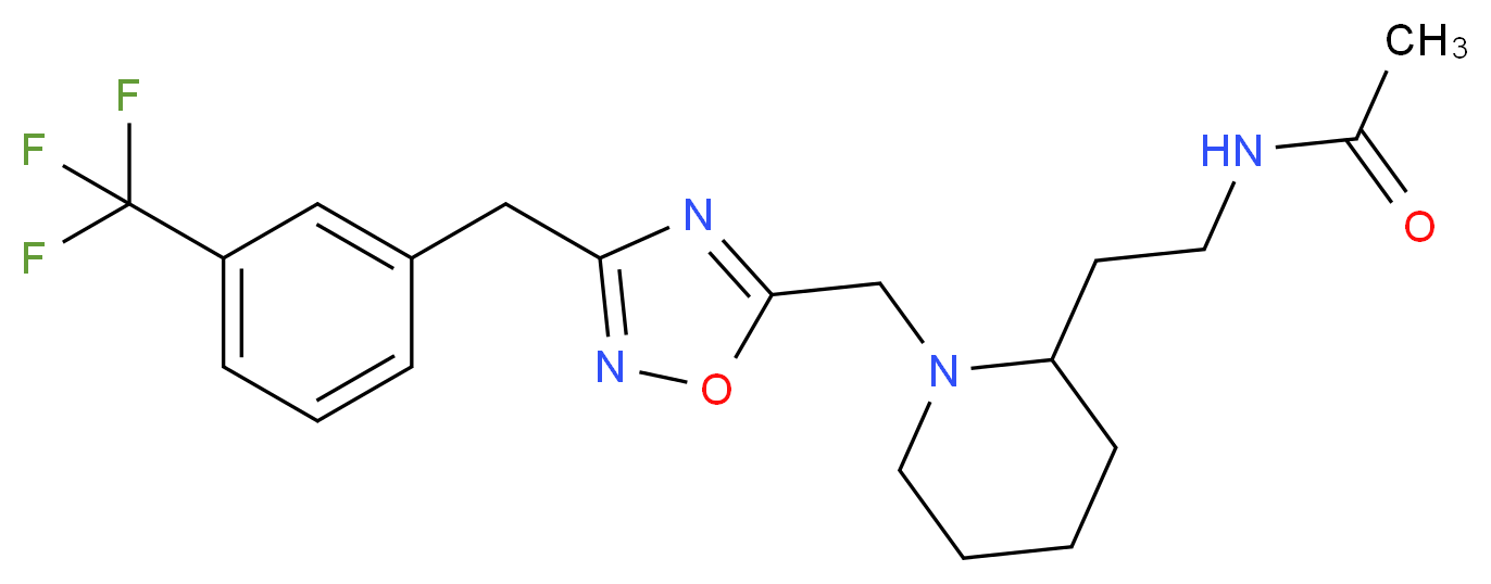 N-{2-[1-({3-[3-(trifluoromethyl)benzyl]-1,2,4-oxadiazol-5-yl}methyl)-2-piperidinyl]ethyl}acetamide_分子结构_CAS_)