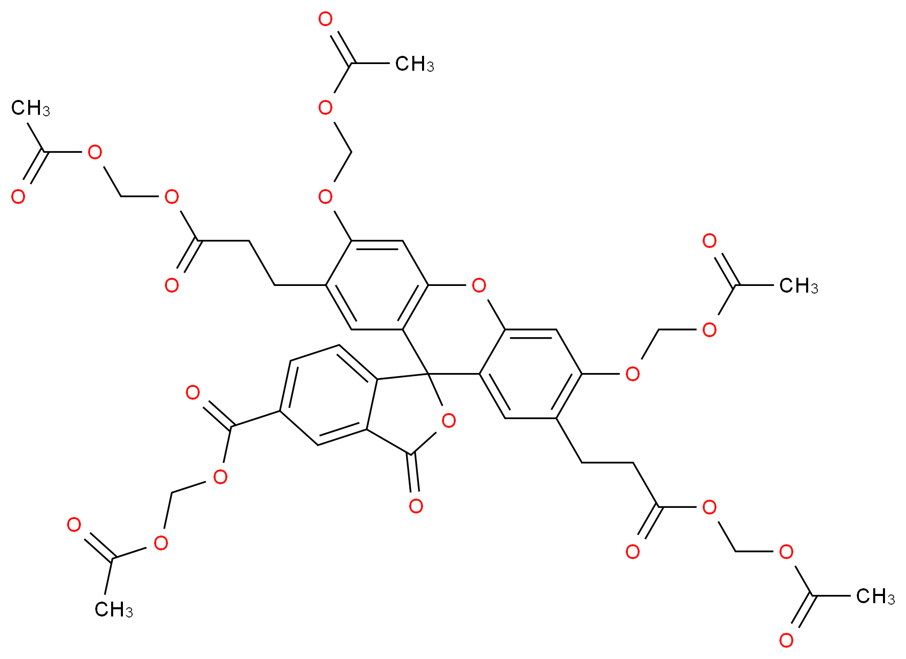 2′,7′-bis(2-Carboxyethyl)-5(6)-carboxyfluorescein acetoxymethyl ester Mixed isomers_分子结构_CAS_117464-70-7)