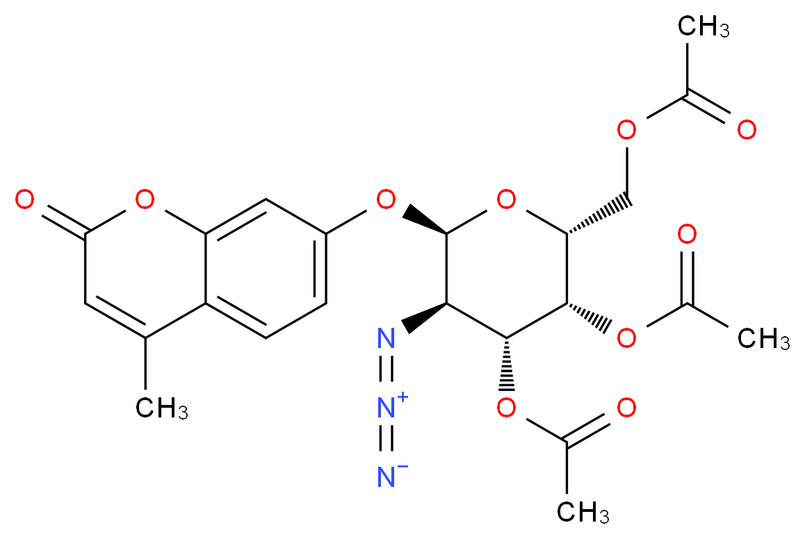 4-Methylumbelliferyl 3,4,6-tri-O-Acetyl-2-azido-2-deoxy-α-D-galactopyranoside_分子结构_CAS_124167-43-7)