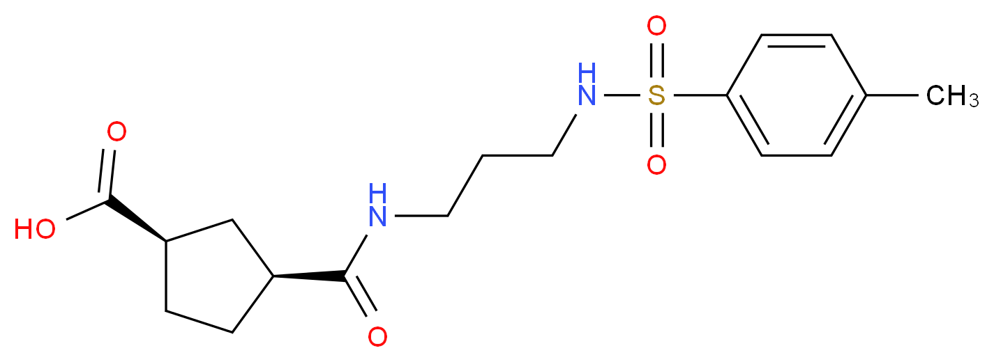 (1R*,3S*)-3-{[(3-{[(4-methylphenyl)sulfonyl]amino}propyl)amino]carbonyl}cyclopentanecarboxylic acid_分子结构_CAS_)