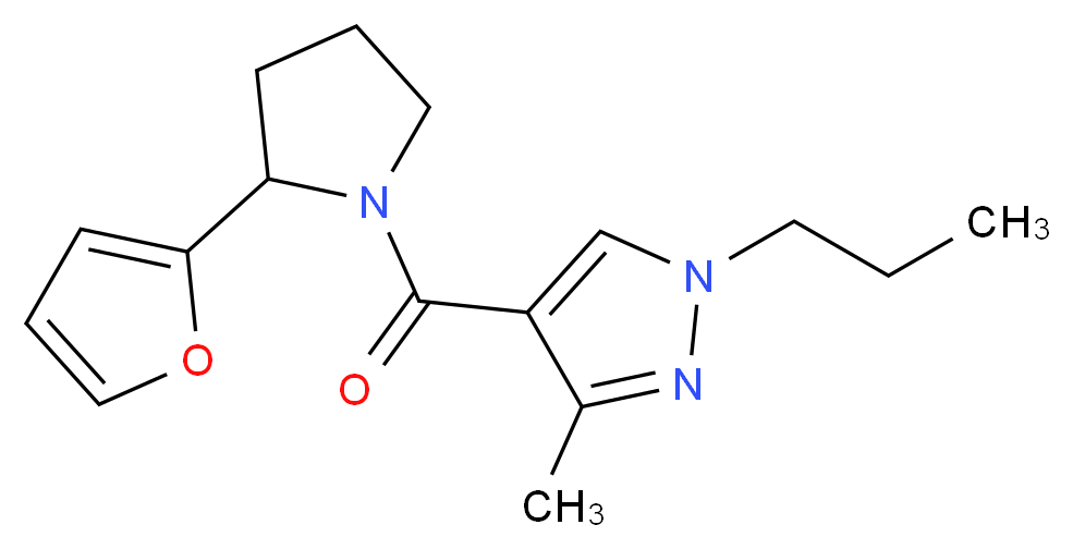 4-{[2-(2-furyl)pyrrolidin-1-yl]carbonyl}-3-methyl-1-propyl-1H-pyrazole_分子结构_CAS_)