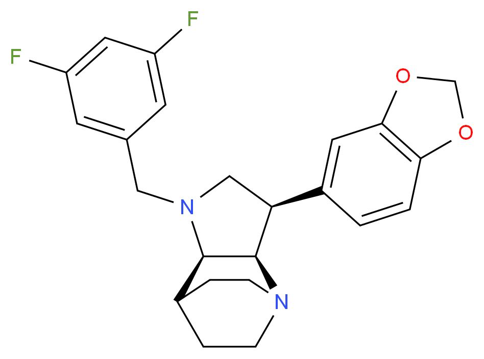 (3R*,3aR*,7aR*)-3-(1,3-benzodioxol-5-yl)-1-(3,5-difluorobenzyl)octahydro-4,7-ethanopyrrolo[3,2-b]pyridine_分子结构_CAS_)
