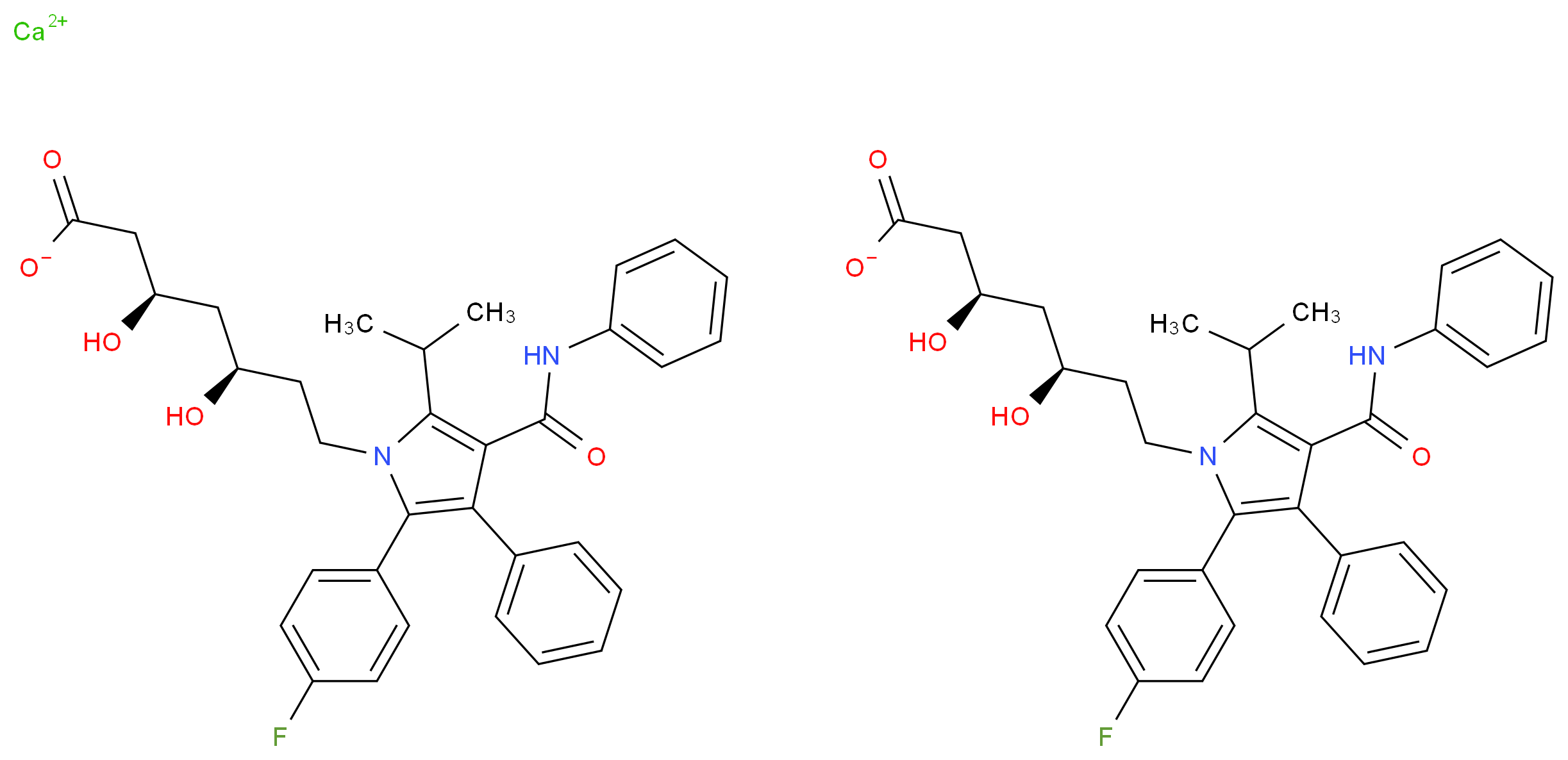 calcium (3R,5R)-7-(2-(4-fluorophenyl)-5-isopropyl-3-phenyl-4-(phenylcarbamoyl)-1H-pyrrol-1-yl)-3,5-dihydroxyheptanoate_分子结构_CAS_)