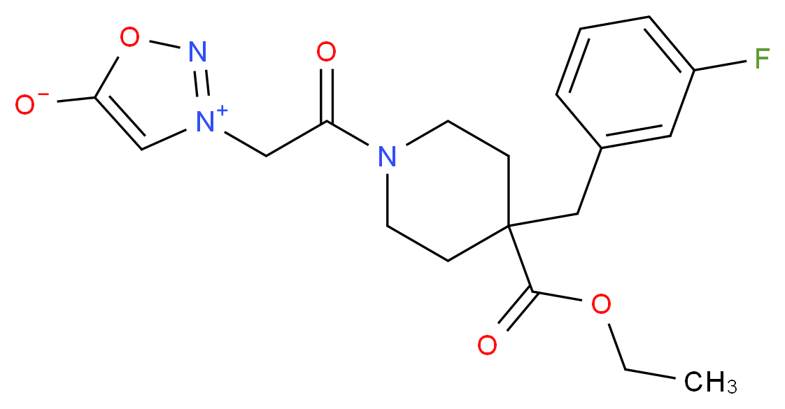 3-{2-[4-(ethoxycarbonyl)-4-(3-fluorobenzyl)-1-piperidinyl]-2-oxoethyl}-1,2,3-oxadiazol-3-ium-5-olate_分子结构_CAS_)
