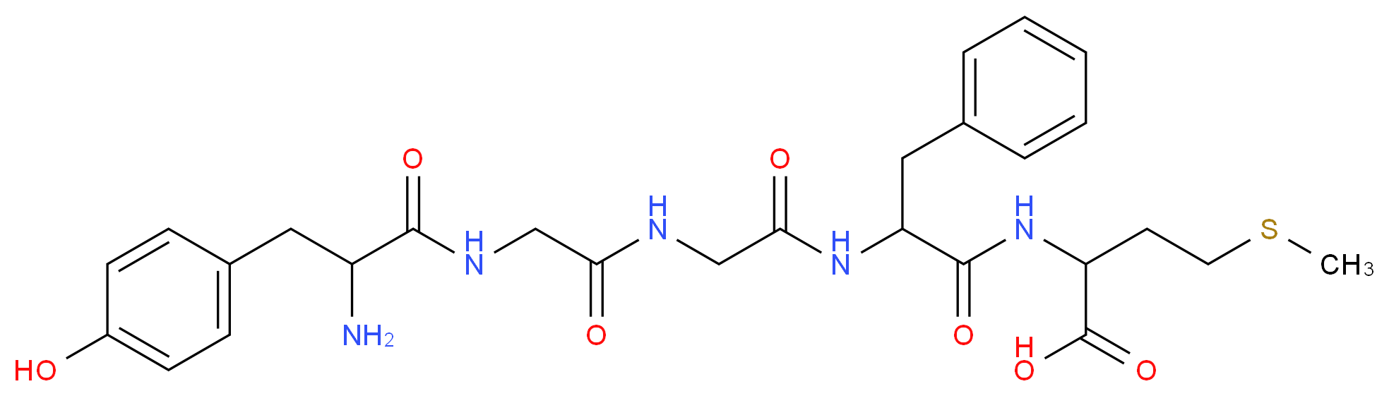 2-[2-(2-{2-[2-amino-3-(4-hydroxyphenyl)propanamido]acetamido}acetamido)-3-phenylpropanamido]-4-(methylsulfanyl)butanoic acid_分子结构_CAS_58569-55-4