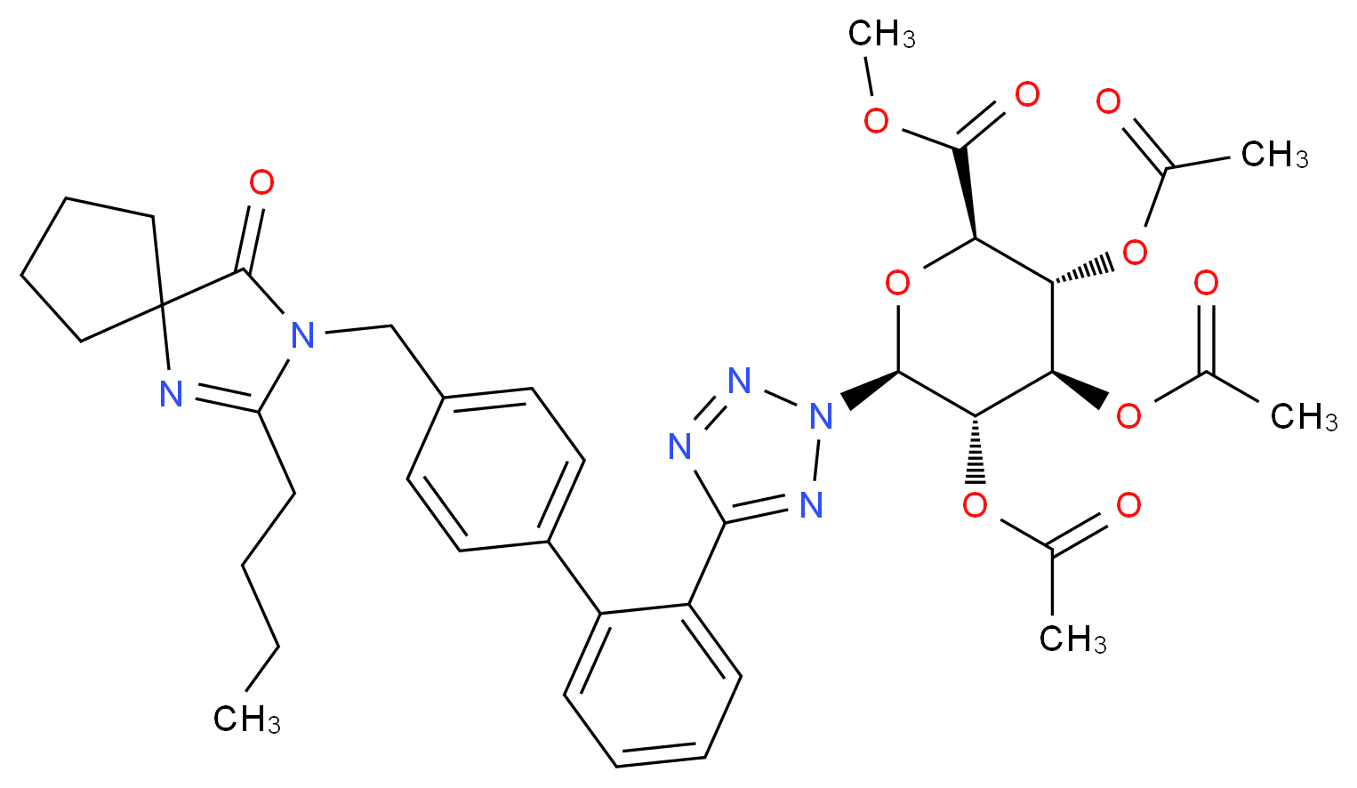 Irbesartan N-β-D-2,3,4-Tri-O-acetyl-glucuronide Methyl Ester_分子结构_CAS_224170-69-8)