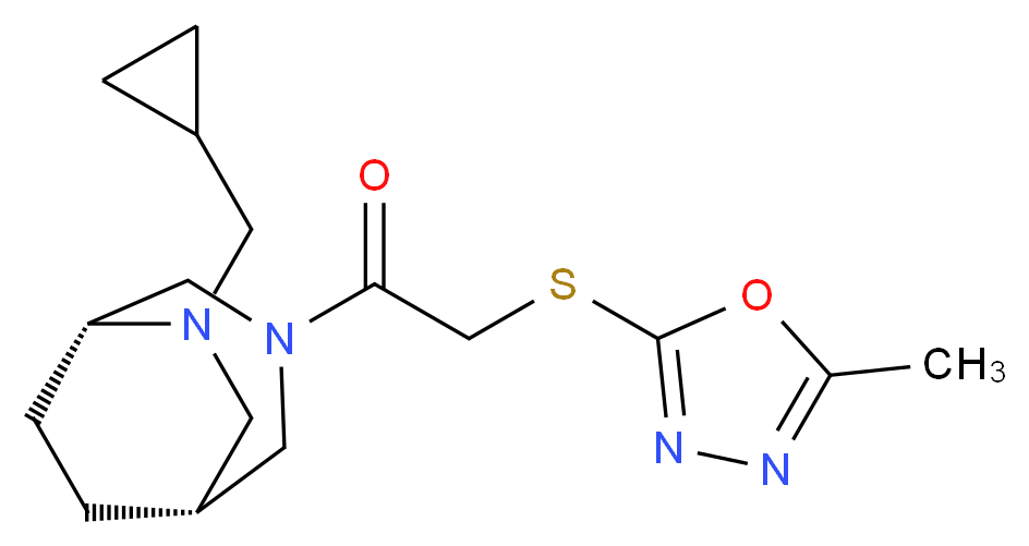 (1R*,5R*)-6-(cyclopropylmethyl)-3-{[(5-methyl-1,3,4-oxadiazol-2-yl)thio]acetyl}-3,6-diazabicyclo[3.2.2]nonane_分子结构_CAS_)