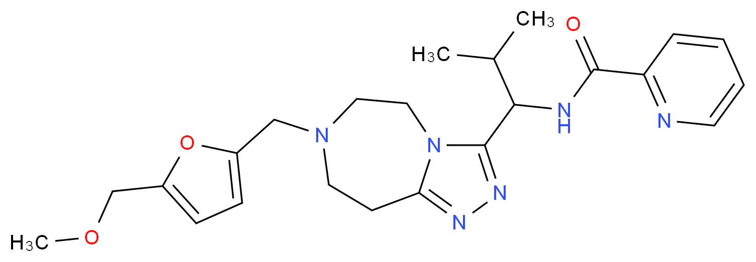 N-[1-(7-{[5-(methoxymethyl)-2-furyl]methyl}-6,7,8,9-tetrahydro-5H-[1,2,4]triazolo[4,3-d][1,4]diazepin-3-yl)-2-methylpropyl]-2-pyridinecarboxamide_分子结构_CAS_)