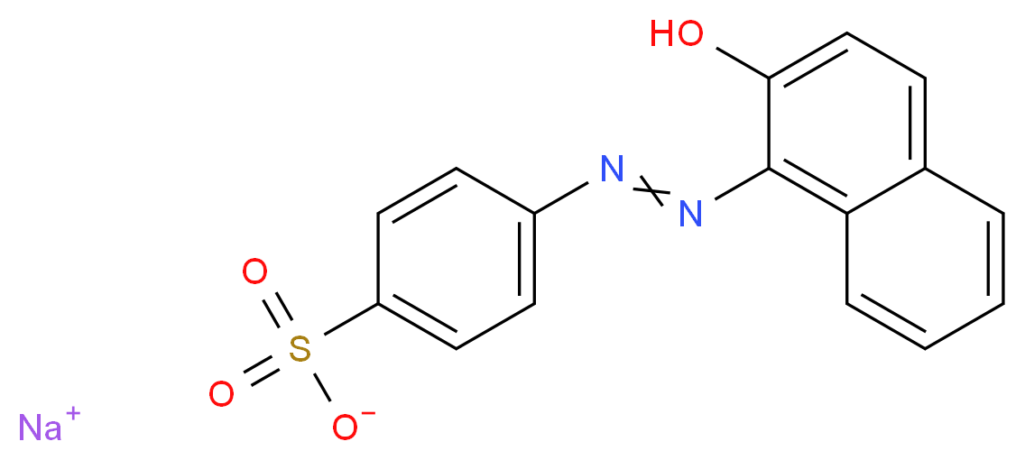 sodium 4-[2-(2-hydroxynaphthalen-1-yl)diazen-1-yl]benzene-1-sulfonate_分子结构_CAS_633-96-5