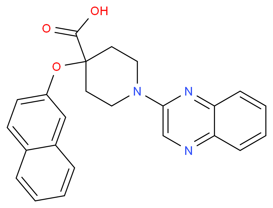 4-(2-naphthyloxy)-1-quinoxalin-2-ylpiperidine-4-carboxylic acid_分子结构_CAS_)