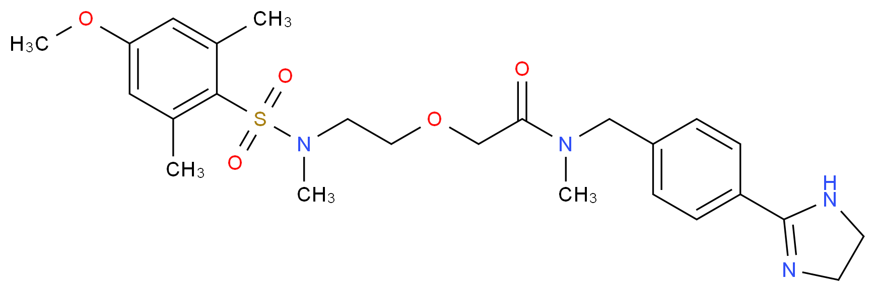 N-{[4-(4,5-dihydro-1H-imidazol-2-yl)phenyl]methyl}-N-methyl-2-[2-(N-methyl4-methoxy-2,6-dimethylbenzenesulfonamido)ethoxy]acetamide_分子结构_CAS_633698-99-4