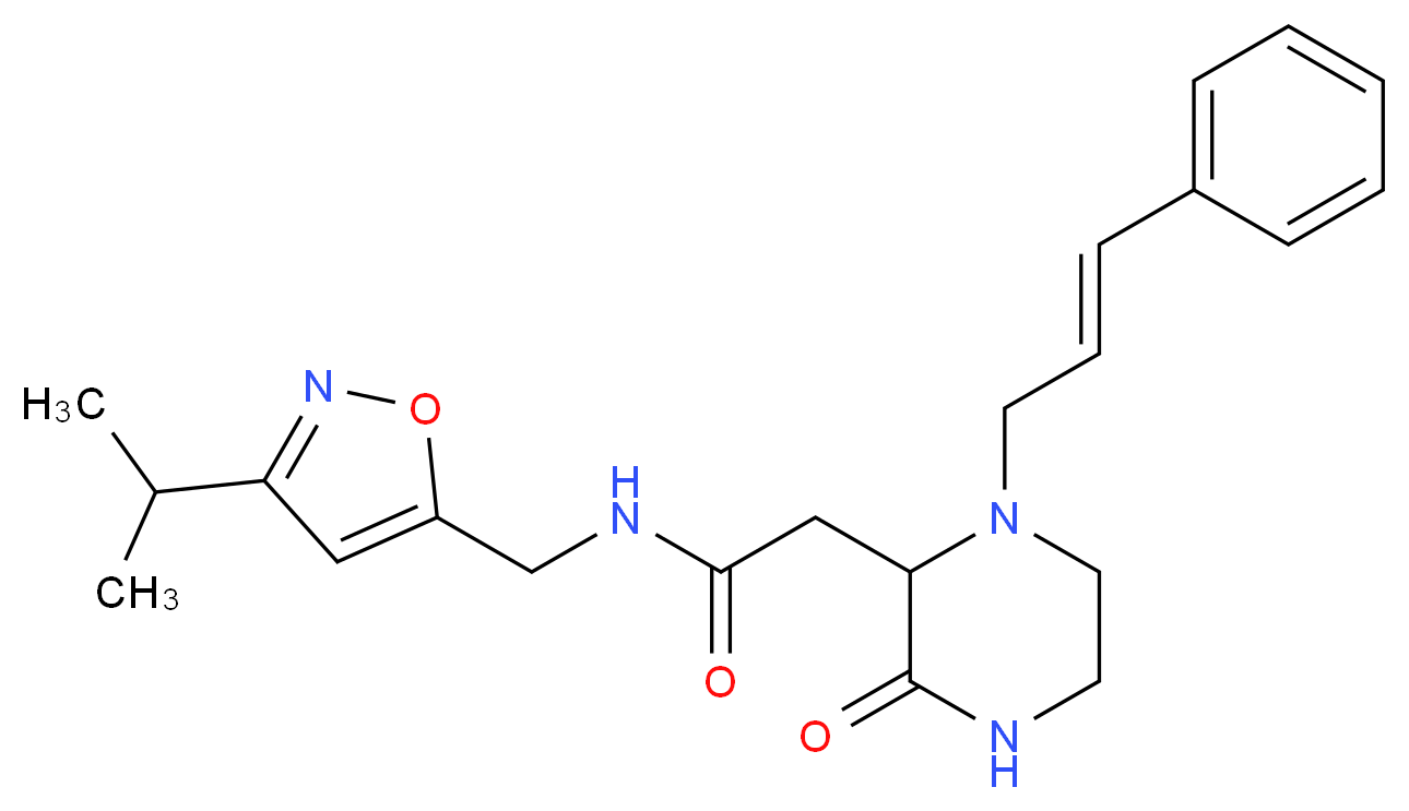 N-[(3-isopropyl-5-isoxazolyl)methyl]-2-{3-oxo-1-[(2E)-3-phenyl-2-propen-1-yl]-2-piperazinyl}acetamide_分子结构_CAS_)