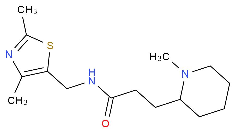 N-[(2,4-dimethyl-1,3-thiazol-5-yl)methyl]-3-(1-methyl-2-piperidinyl)propanamide_分子结构_CAS_)
