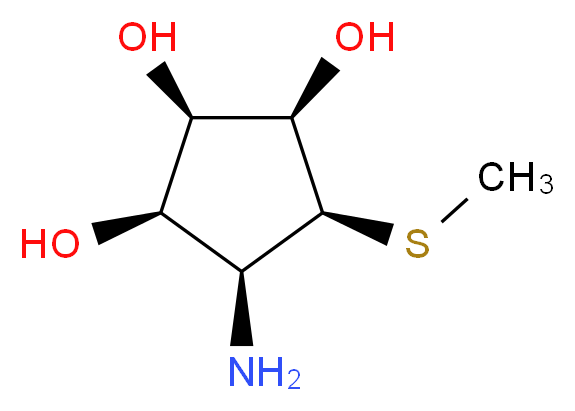 (1R,2R,3R,4S,5S)-4-amino-5-(methylsulfanyl)cyclopentane-1,2,3-triol_分子结构_CAS_134235-13-5