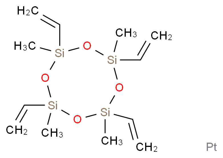 铂(0)-2,4,6,8-四甲基-2,4,6,8-四乙烯基环四硅氧烷复合体 溶液_分子结构_CAS_68585-32-0)