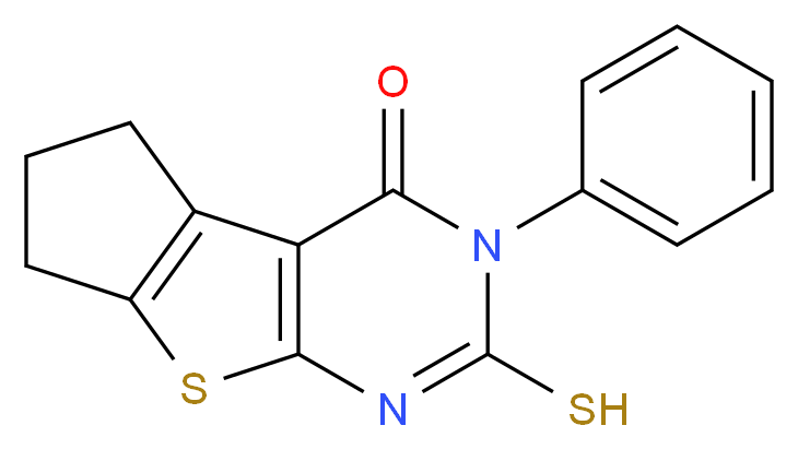 2-mercapto-3-phenyl-3,5,6,7-tetrahydro-4H-cyclopenta[4,5]thieno[2,3-d]pyrimidin-4-one_分子结构_CAS_300557-77-1)