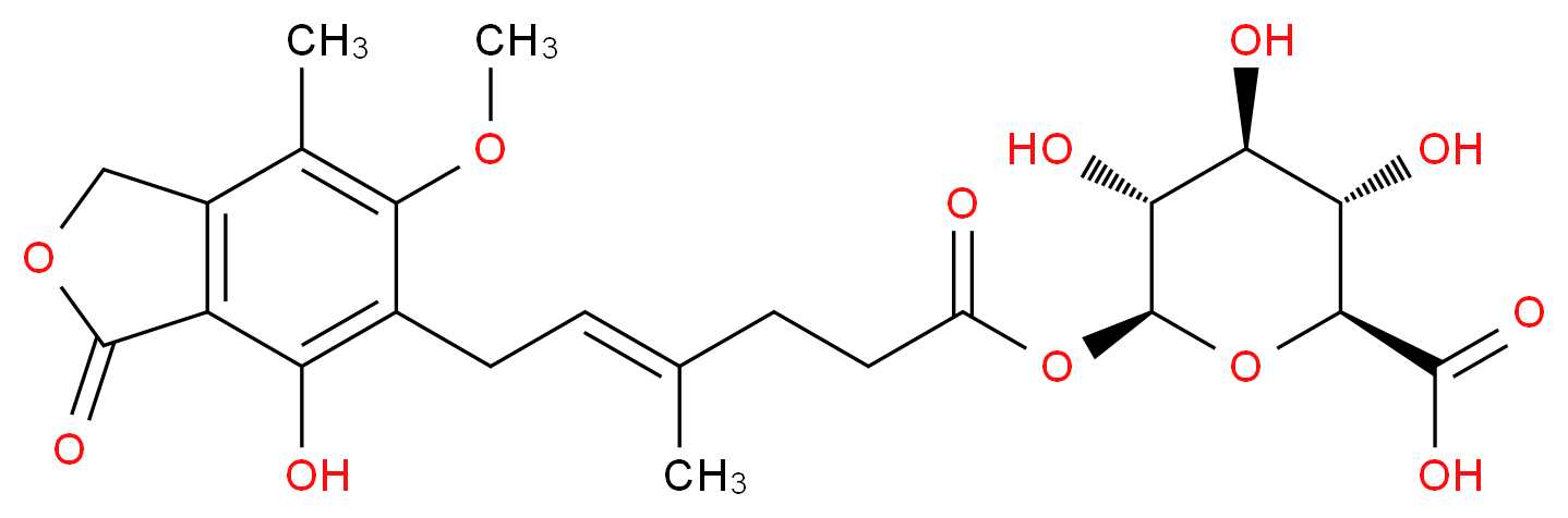 (2S,3S,4S,5R,6S)-3,4,5-trihydroxy-6-{[(4E)-6-(4-hydroxy-6-methoxy-7-methyl-3-oxo-1,3-dihydro-2-benzofuran-5-yl)-4-methylhex-4-enoyl]oxy}oxane-2-carboxylic acid_分子结构_CAS_99043-04-6