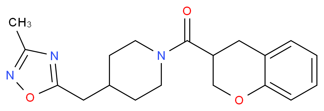 1-(3,4-dihydro-2H-chromen-3-ylcarbonyl)-4-[(3-methyl-1,2,4-oxadiazol-5-yl)methyl]piperidine_分子结构_CAS_)