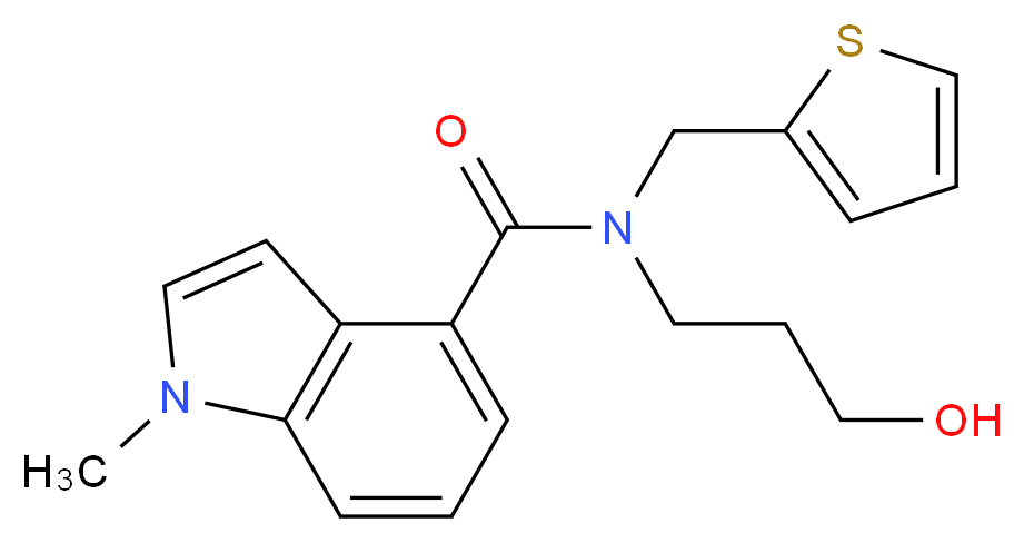 N-(3-hydroxypropyl)-1-methyl-N-(2-thienylmethyl)-1H-indole-4-carboxamide_分子结构_CAS_)
