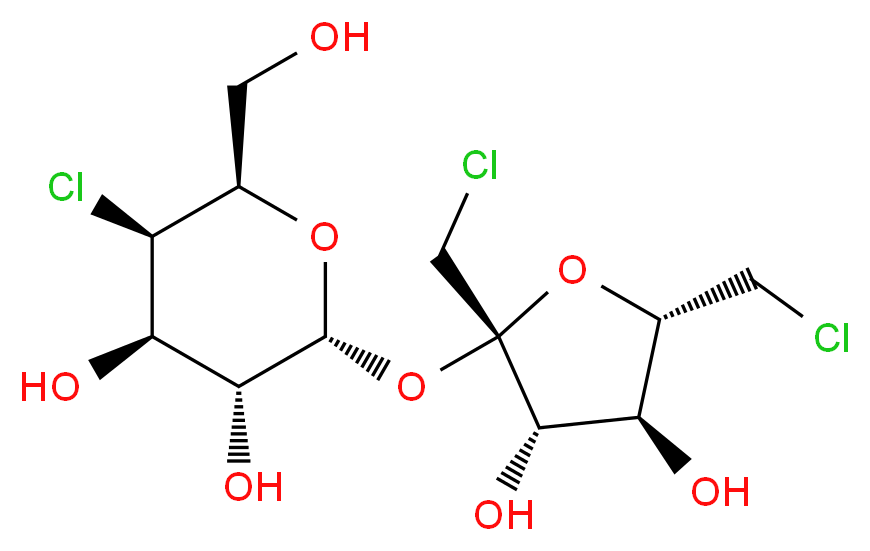 (2R,3R,4R,5R,6R)-2-{[(2R,3S,4S,5S)-2,5-bis(chloromethyl)-3,4-dihydroxyoxolan-2-yl]oxy}-5-chloro-6-(hydroxymethyl)oxane-3,4-diol_分子结构_CAS_56038-13-2
