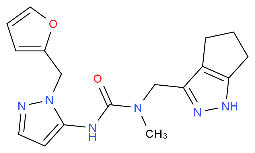 N'-[1-(2-furylmethyl)-1H-pyrazol-5-yl]-N-methyl-N-(1,4,5,6-tetrahydrocyclopenta[c]pyrazol-3-ylmethyl)urea_分子结构_CAS_)