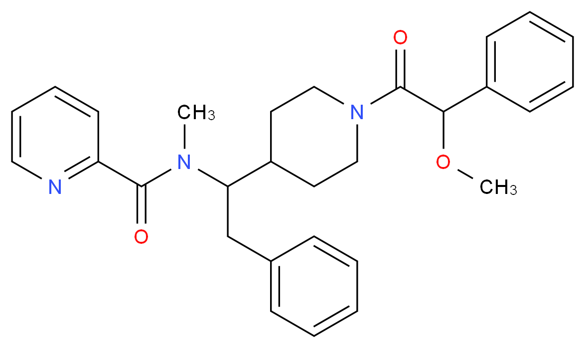 N-(1-{1-[methoxy(phenyl)acetyl]-4-piperidinyl}-2-phenylethyl)-N-methyl-2-pyridinecarboxamide_分子结构_CAS_)