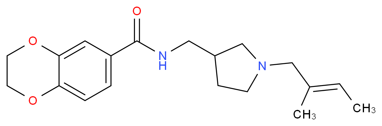 N-({1-[(2E)-2-methylbut-2-en-1-yl]pyrrolidin-3-yl}methyl)-2,3-dihydro-1,4-benzodioxine-6-carboxamide_分子结构_CAS_)