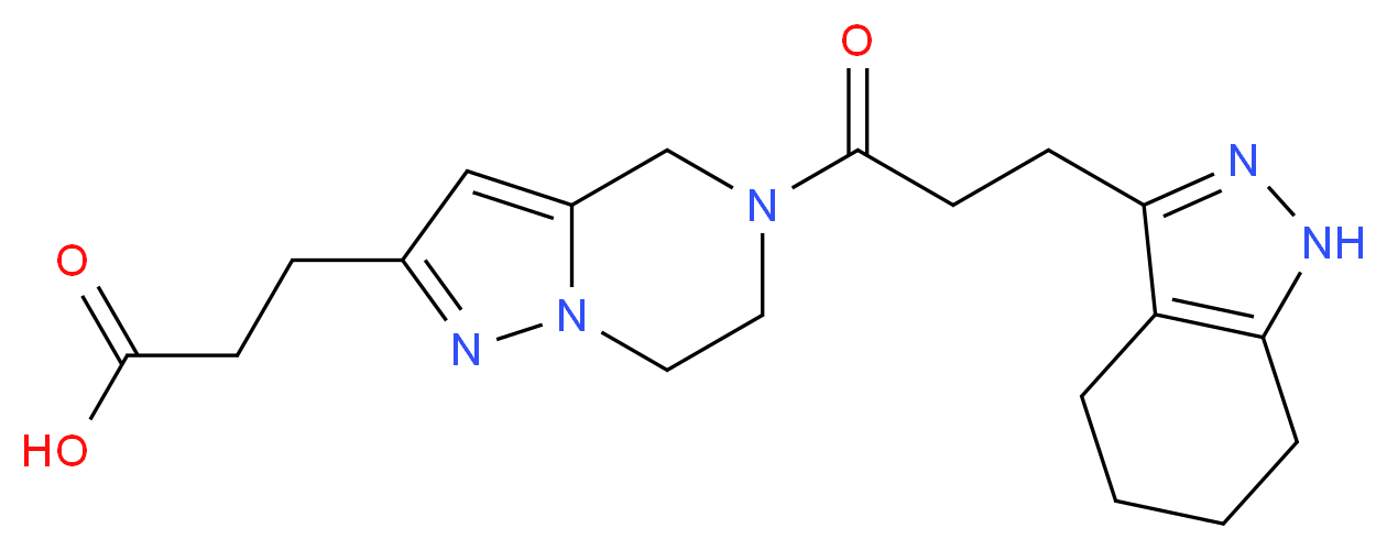 3-{5-[3-(4,5,6,7-tetrahydro-1H-indazol-3-yl)propanoyl]-4,5,6,7-tetrahydropyrazolo[1,5-a]pyrazin-2-yl}propanoic acid_分子结构_CAS_)