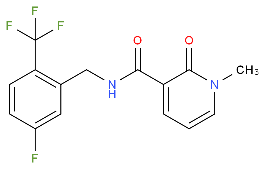 N-[5-fluoro-2-(trifluoromethyl)benzyl]-1-methyl-2-oxo-1,2-dihydropyridine-3-carboxamide_分子结构_CAS_)