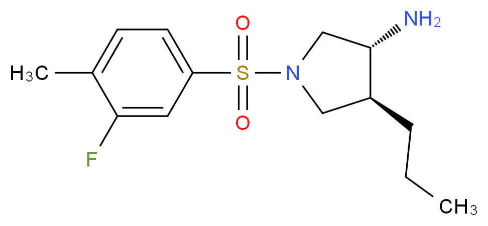 (3R*,4S*)-1-[(3-fluoro-4-methylphenyl)sulfonyl]-4-propylpyrrolidin-3-amine_分子结构_CAS_)