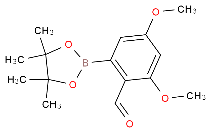 2,4-dimethoxy-6-(tetramethyl-1,3,2-dioxaborolan-2-yl)benzaldehyde_分子结构_CAS_1265360-45-9