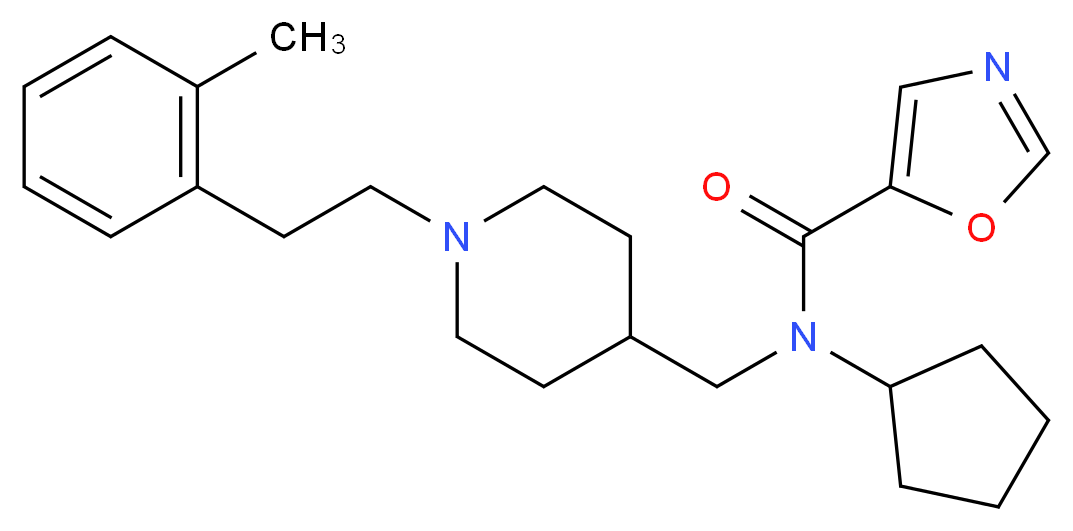 N-cyclopentyl-N-({1-[2-(2-methylphenyl)ethyl]piperidin-4-yl}methyl)-1,3-oxazole-5-carboxamide_分子结构_CAS_)