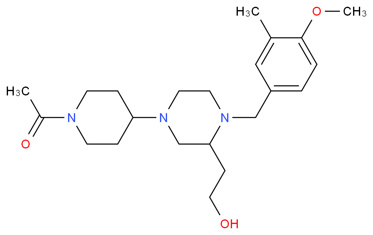 2-[4-(1-acetyl-4-piperidinyl)-1-(4-methoxy-3-methylbenzyl)-2-piperazinyl]ethanol_分子结构_CAS_)