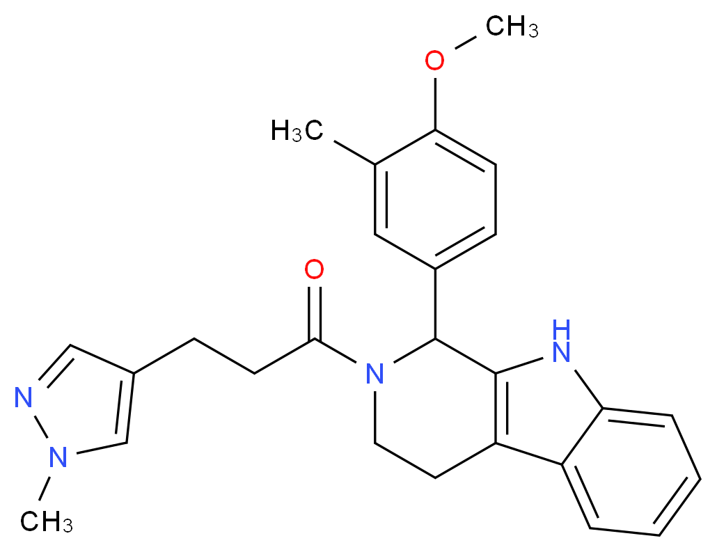 1-(4-methoxy-3-methylphenyl)-2-[3-(1-methyl-1H-pyrazol-4-yl)propanoyl]-2,3,4,9-tetrahydro-1H-beta-carboline_分子结构_CAS_)
