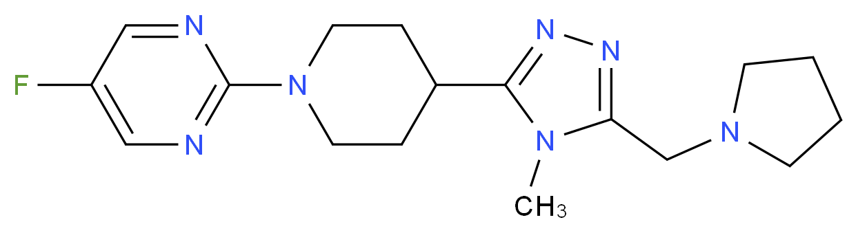 5-fluoro-2-{4-[4-methyl-5-(pyrrolidin-1-ylmethyl)-4H-1,2,4-triazol-3-yl]piperidin-1-yl}pyrimidine_分子结构_CAS_)