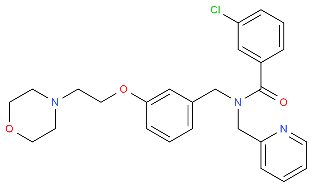 3-chloro-N-{3-[2-(4-morpholinyl)ethoxy]benzyl}-N-(2-pyridinylmethyl)benzamide_分子结构_CAS_)