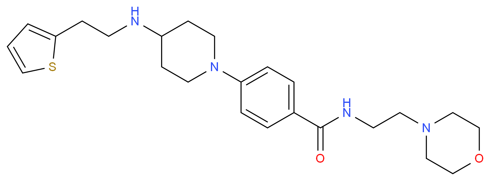 N-[2-(4-morpholinyl)ethyl]-4-(4-{[2-(2-thienyl)ethyl]amino}-1-piperidinyl)benzamide_分子结构_CAS_)