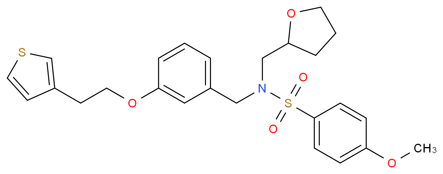 4-methoxy-N-(tetrahydro-2-furanylmethyl)-N-{3-[2-(3-thienyl)ethoxy]benzyl}benzenesulfonamide_分子结构_CAS_)