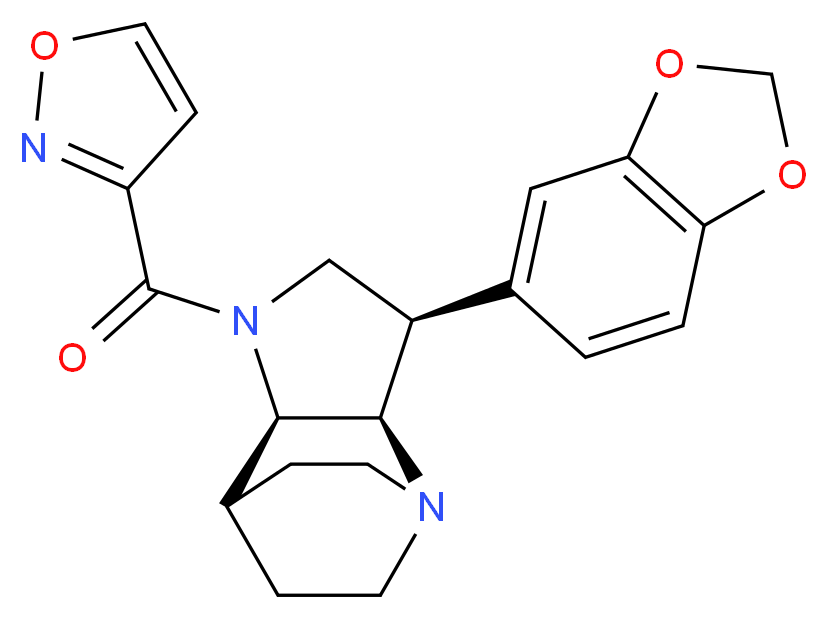 (3R*,3aR*,7aR*)-3-(1,3-benzodioxol-5-yl)-1-(isoxazol-3-ylcarbonyl)octahydro-4,7-ethanopyrrolo[3,2-b]pyridine_分子结构_CAS_)