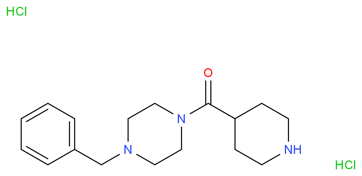 1-benzyl-4-(piperidine-4-carbonyl)piperazine dihydrochloride_分子结构_CAS_1185013-84-6