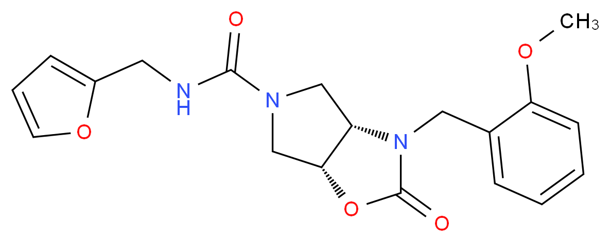 (3aS*,6aR*)-N-(2-furylmethyl)-3-(2-methoxybenzyl)-2-oxohexahydro-5H-pyrrolo[3,4-d][1,3]oxazole-5-carboxamide_分子结构_CAS_)
