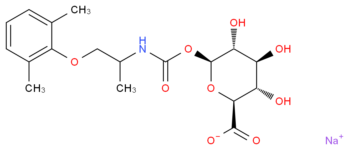 sodium (2S,3S,4S,5R,6S)-6-({[1-(2,6-dimethylphenoxy)propan-2-yl]carbamoyl}oxy)-3,4,5-trihydroxyoxane-2-carboxylate_分子结构_CAS_915202-34-5